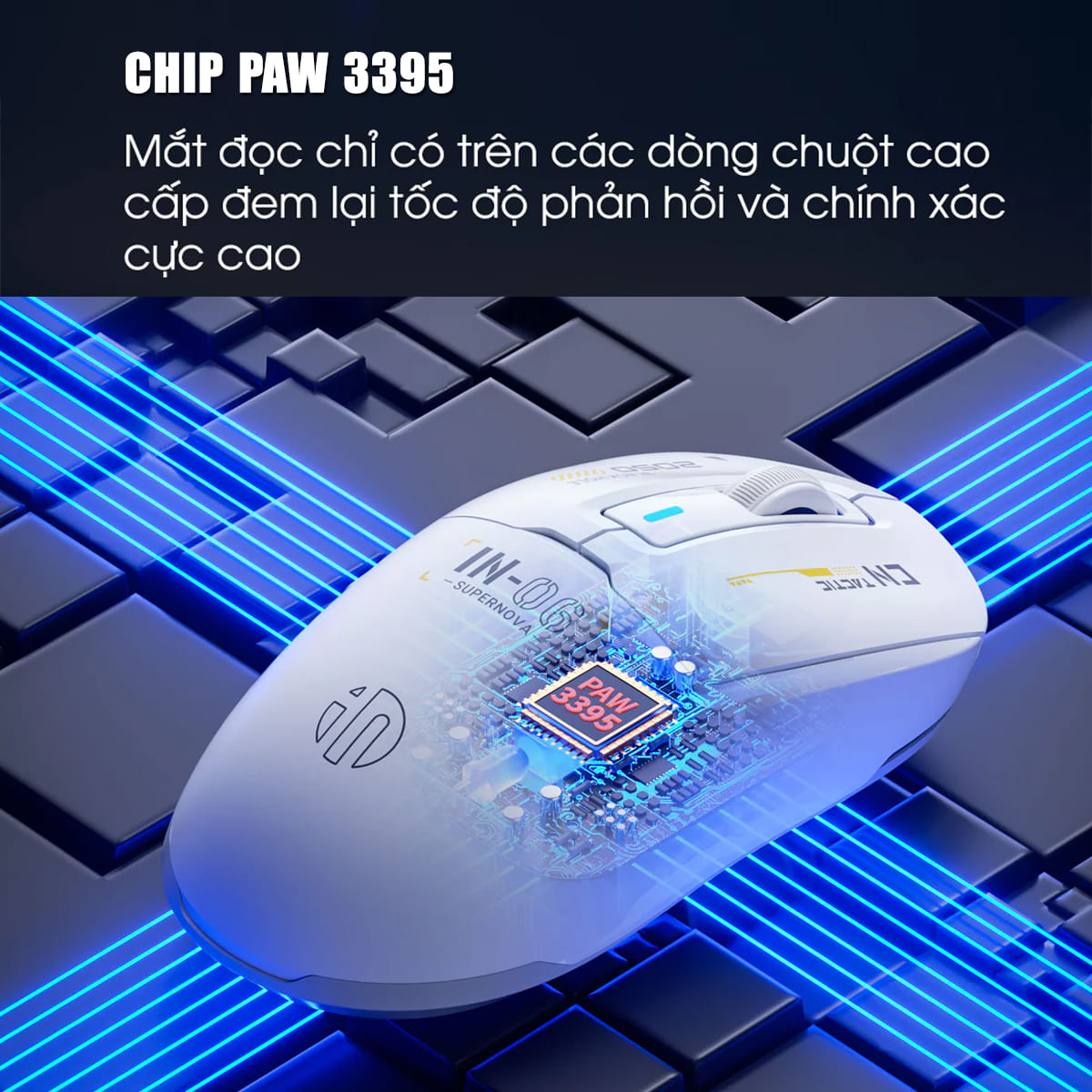 Chuột không dây Bluetooth Gaming Inphic IN6 3 chế độ kết nối pin sạc có App tùy chỉnh 26.000 DPI Led RGB