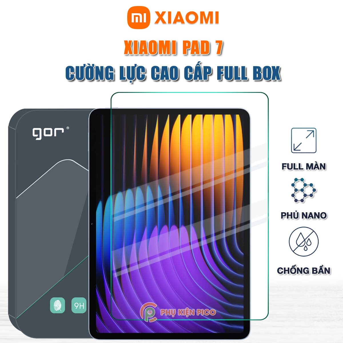 Kính cường lực Xiaomi Pad 7 full màn hình chính hãng Gor - Dán màn hình Xiaomi Mi Pad 7