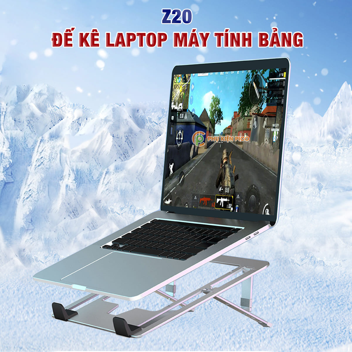 Giá đỡ Laptop kim loại Z20 đế kê tản nhiệt Macbook, Ipad, máy tính bảng có thể gấp gọn tuỳ chỉnh góc chống gù lưng