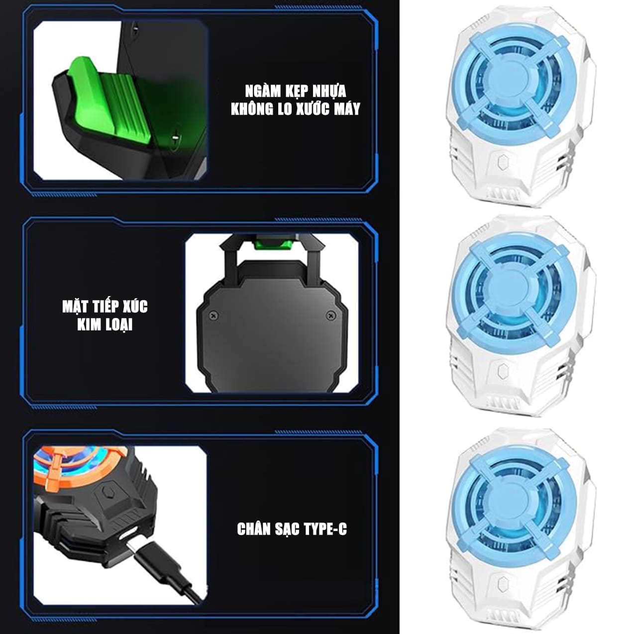 Quạt tản nhiệt điện thoại S19 sò lạnh siêu rẻ giảm nhiệt nhanh hỗ trợ tăng FPS Gaming liên quân PUBG FF