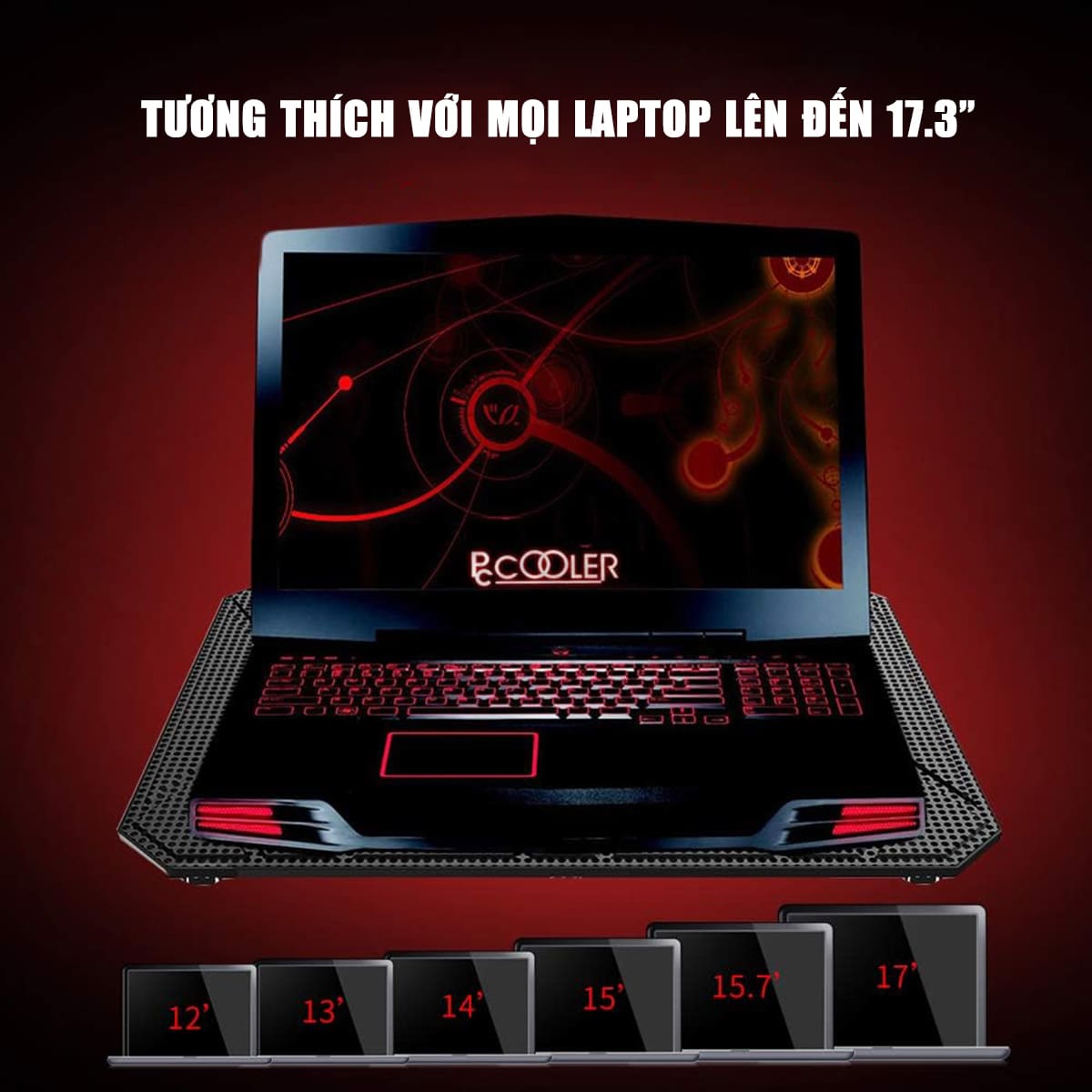 Đế Tản Nhiệt Laptop Gaming PCCooler PCR6 - 6 Quạt, Giá Đỡ Laptop 17.3 Inch, Làm Mát Nhanh, Chống Ồn