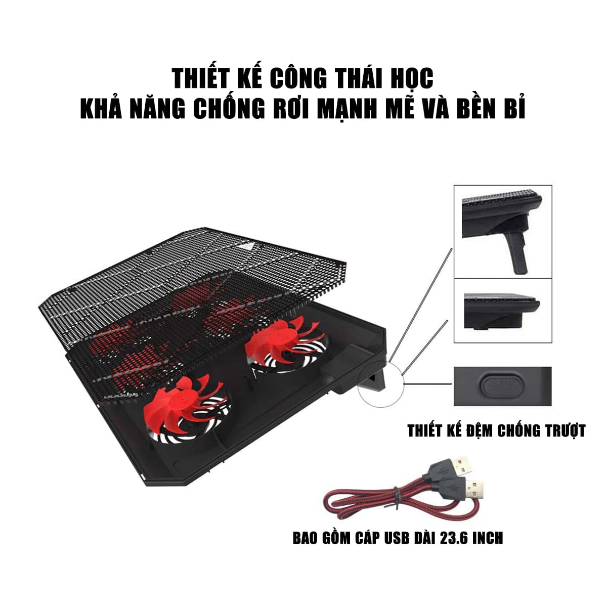 Đế Tản Nhiệt Laptop Gaming PCCooler PCR6 - 6 Quạt, Giá Đỡ Laptop 17.3 Inch, Làm Mát Nhanh, Chống Ồn