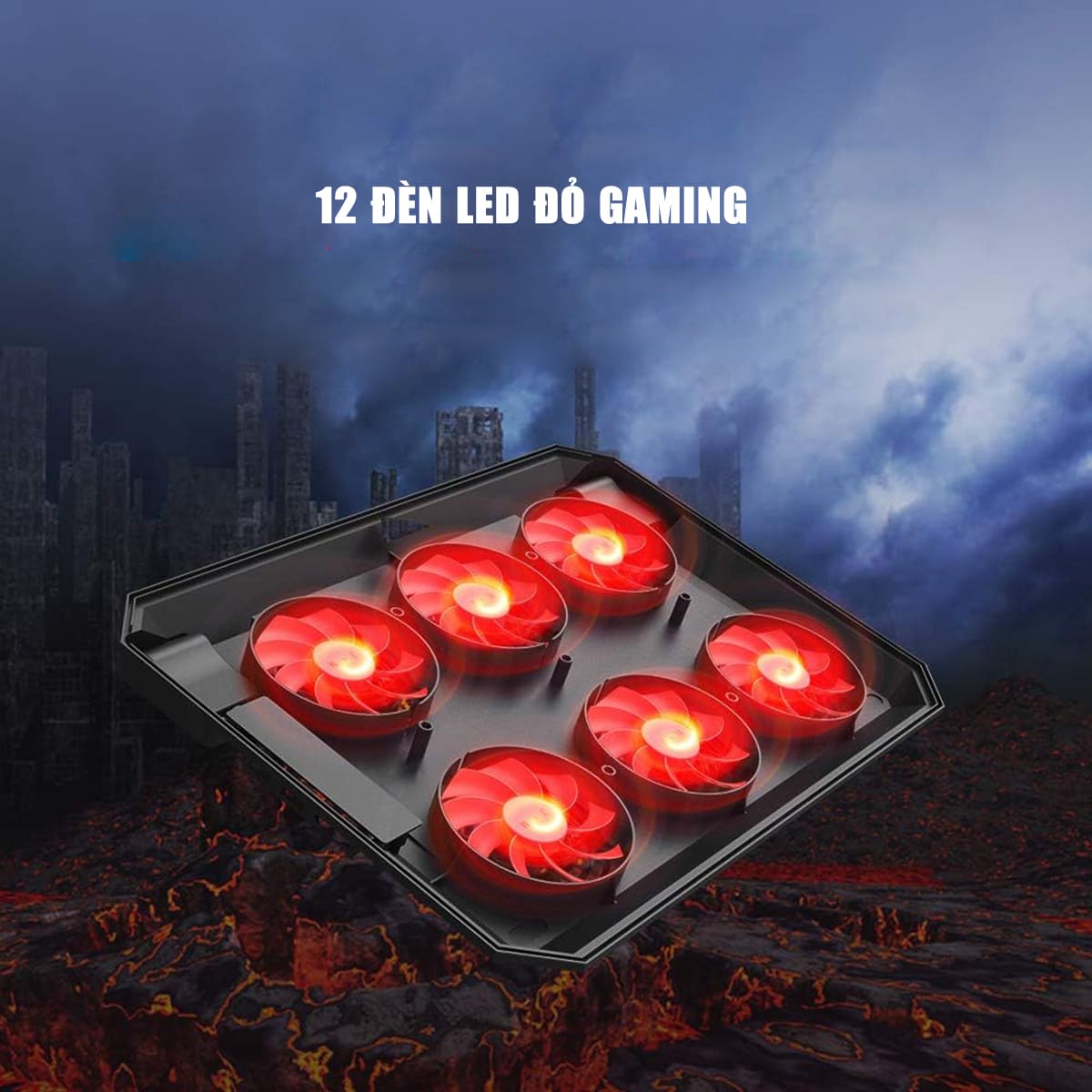 Đế Tản Nhiệt Laptop Gaming PCCooler PCR6 - 6 Quạt, Giá Đỡ Laptop 17.3 Inch, Làm Mát Nhanh, Chống Ồn