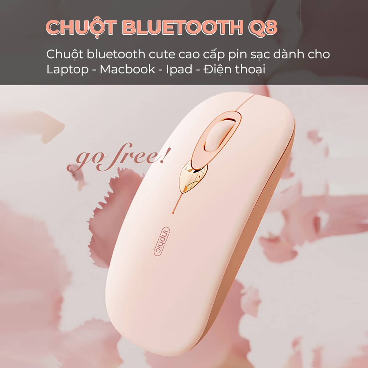 Chuột Bluetooth không dây Gaming Inphic Q8 - Sạc Pin, Màu Trà Sữa Đẹp, Giá Rẻ Cho PC Laptop