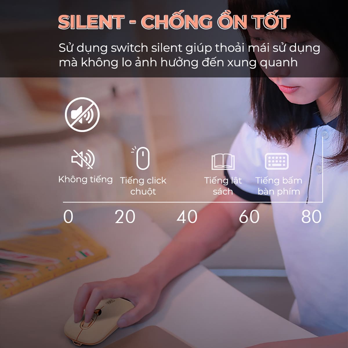 Chuột Bluetooth không dây Gaming Inphic Q8 - Sạc Pin, Màu Trà Sữa Đẹp, Giá Rẻ Cho PC Laptop