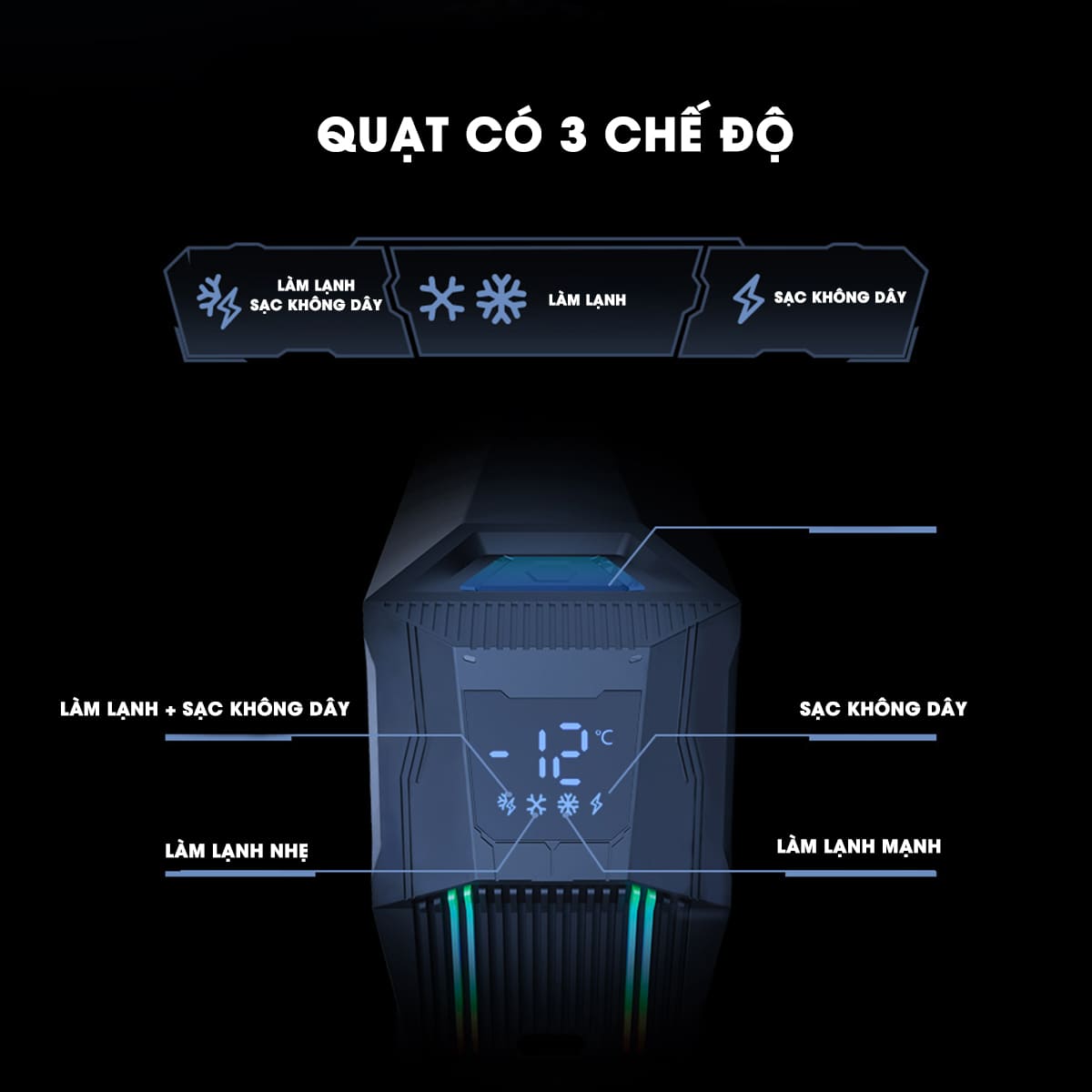 Quạt tản nhiệt điện thoại máy tính bảng XL30 sò lạnh nước từ tính hiệu năng cao có sạc không dây 15W