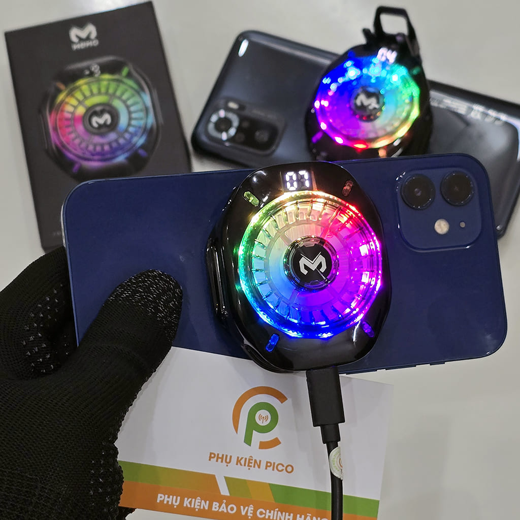 Quạt tản nhiệt điện thoại Memo CX10 Pro AI RGB sò lạnh AI từ tính Led RGB Gaming thế hệ mới đóng băng full mặt