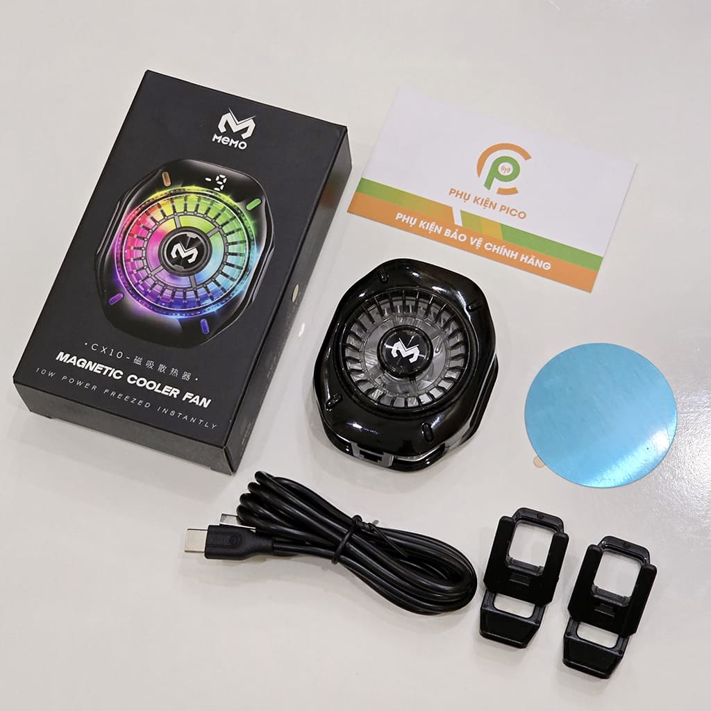 Quạt tản nhiệt điện thoại Memo CX10 Pro AI RGB sò lạnh AI từ tính Led RGB Gaming thế hệ mới đóng băng full mặt