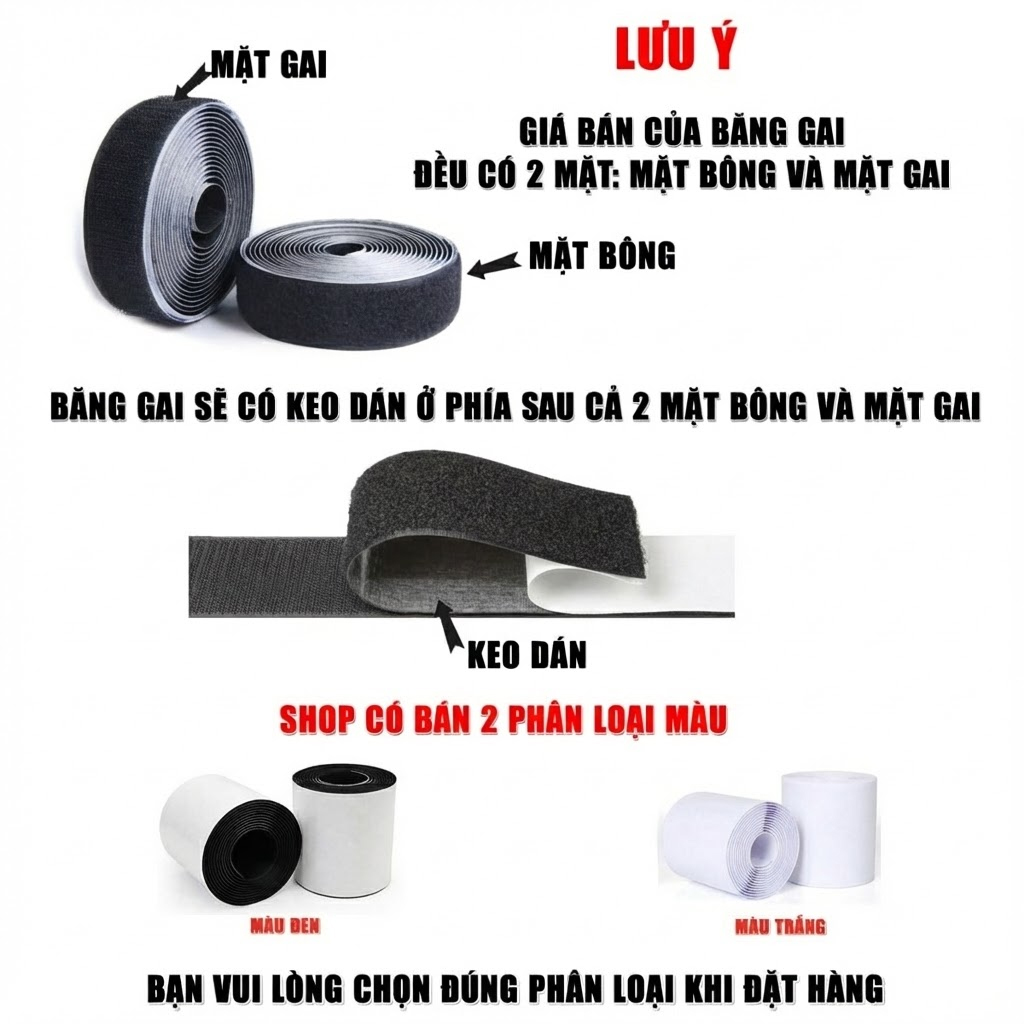 Băng gai dính 2 mặt có keo sẵn siêu dính bản 10cm, nhám dính, khoá nhám Velcro miếng dán vải 2 mặt dán giày, túi xách, quần áo
