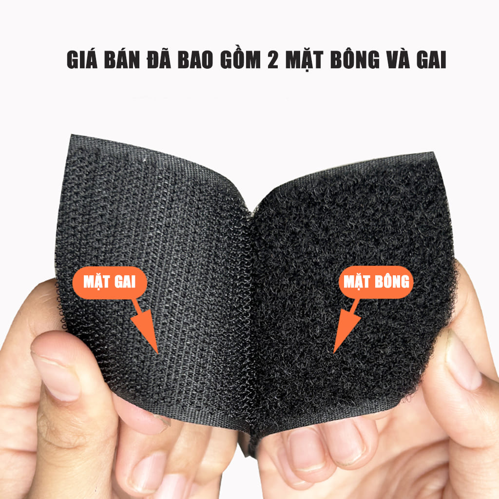 Băng gai dính 2 mặt không keo bản 10cm, nhám dính, khoá nhám Velcro miếng dán vải 2 mặt dán giày, túi xách, quần áo