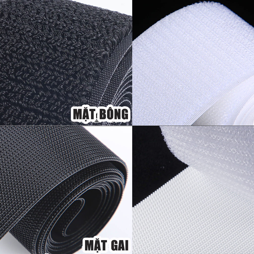 Băng gai dính 2 mặt không keo bản 10cm, nhám dính, khoá nhám Velcro miếng dán vải 2 mặt dán giày, túi xách, quần áo