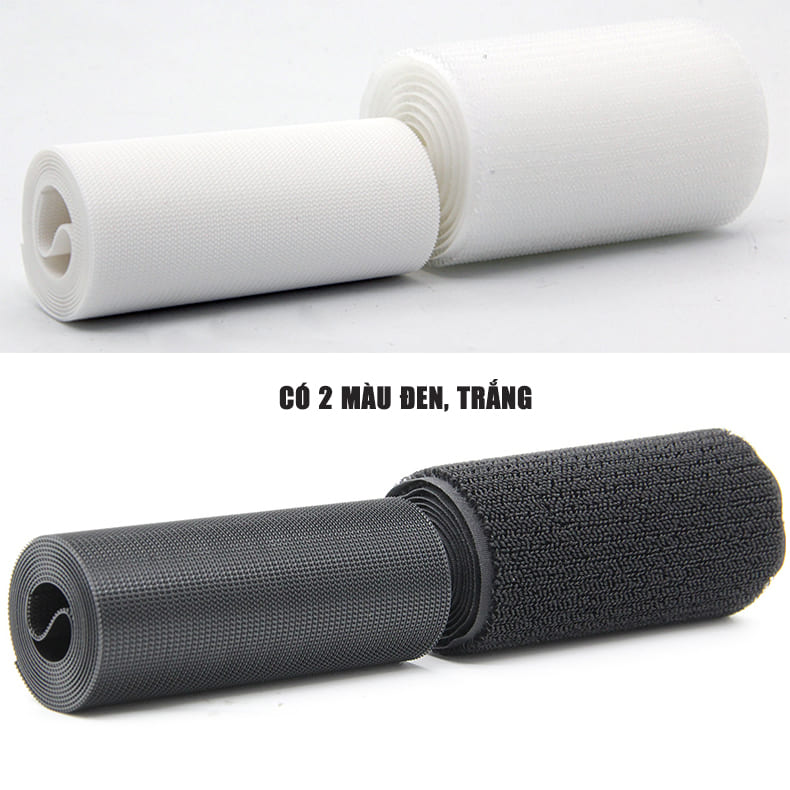 Băng gai dính 2 mặt không keo bản 10cm, nhám dính, khoá nhám Velcro miếng dán vải 2 mặt dán giày, túi xách, quần áo