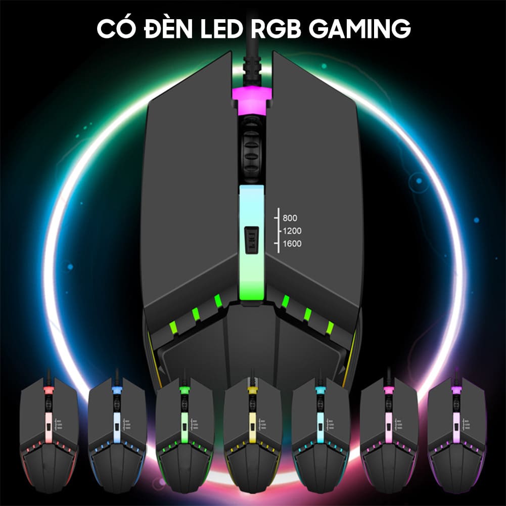 Chuột có dây Gaming X3 1600 DPI USB Led RGB đổi màu chuột máy tính văn phòng chơi game giá rẻ