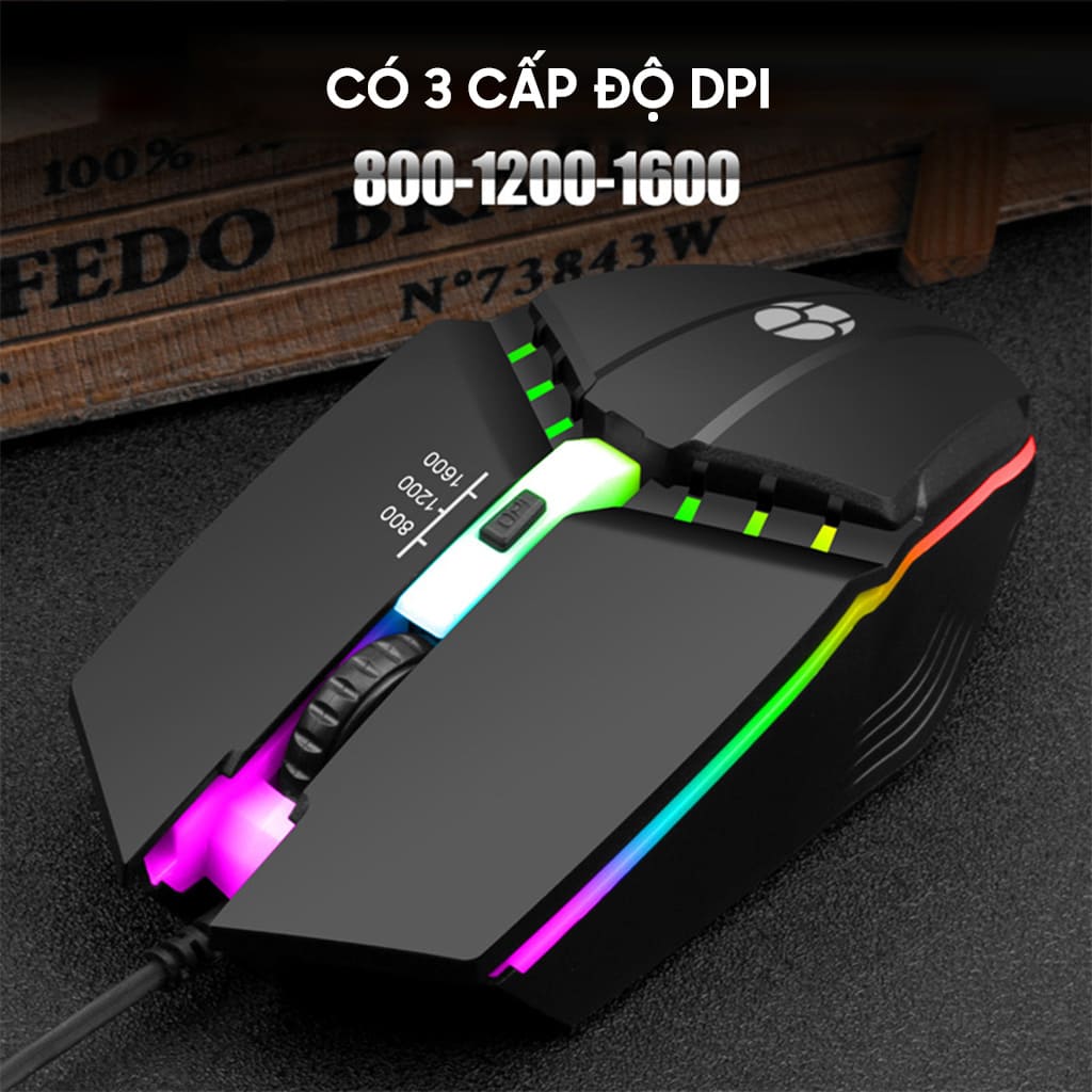 Chuột có dây Gaming X3 1600 DPI USB Led RGB đổi màu chuột máy tính văn phòng chơi game giá rẻ