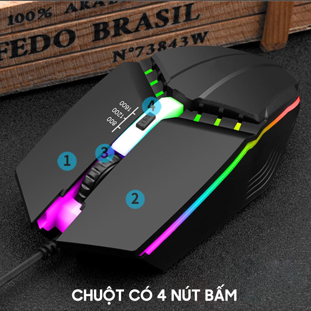 Chuột có dây Gaming X3 1600 DPI USB Led RGB đổi màu chuột máy tính văn phòng chơi game giá rẻ