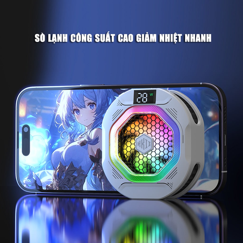 Quạt tản nhiệt điện thoại sò lạnh cao cấp Kiri TH12 kiểm soát nhiệt thông minh AI Led RGB làm lạnh không tụt FPS khi chơi game PUBG