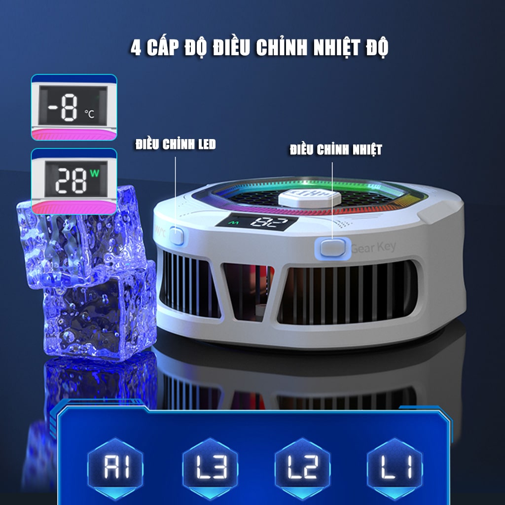 Quạt tản nhiệt điện thoại sò lạnh cao cấp Kiri TH12 kiểm soát nhiệt thông minh AI Led RGB làm lạnh không tụt FPS khi chơi game PUBG