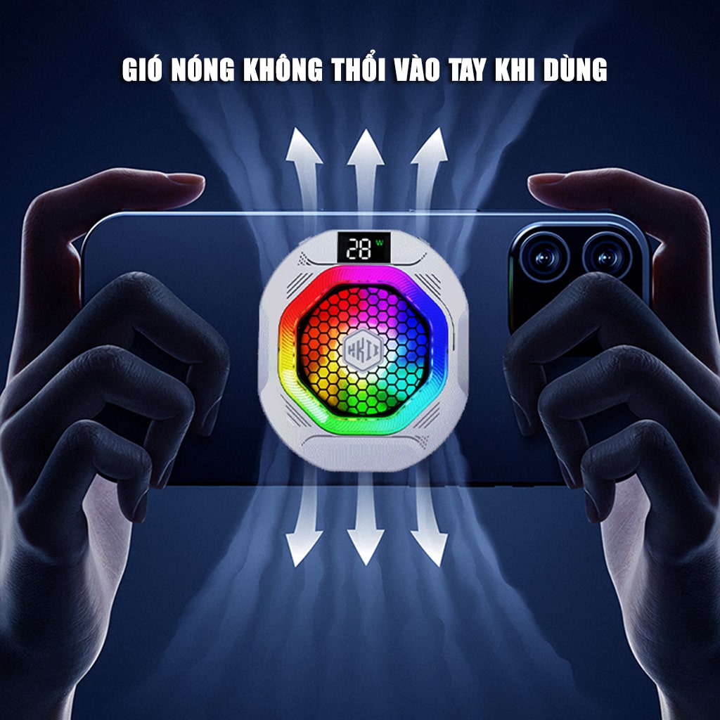Quạt tản nhiệt điện thoại sò lạnh cao cấp Kiri TH12 kiểm soát nhiệt thông minh AI Led RGB làm lạnh không tụt FPS khi chơi game PUBG