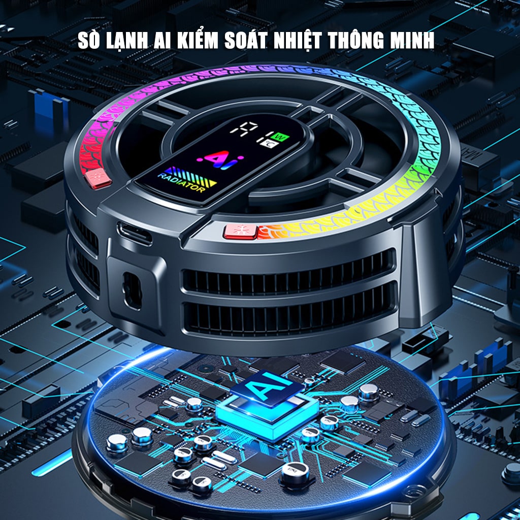 Quạt tản nhiệt ipad máy tính bảng sò lạnh TH06 Pro kiểm soát nhiệt độ thông minh AI công suất 24W