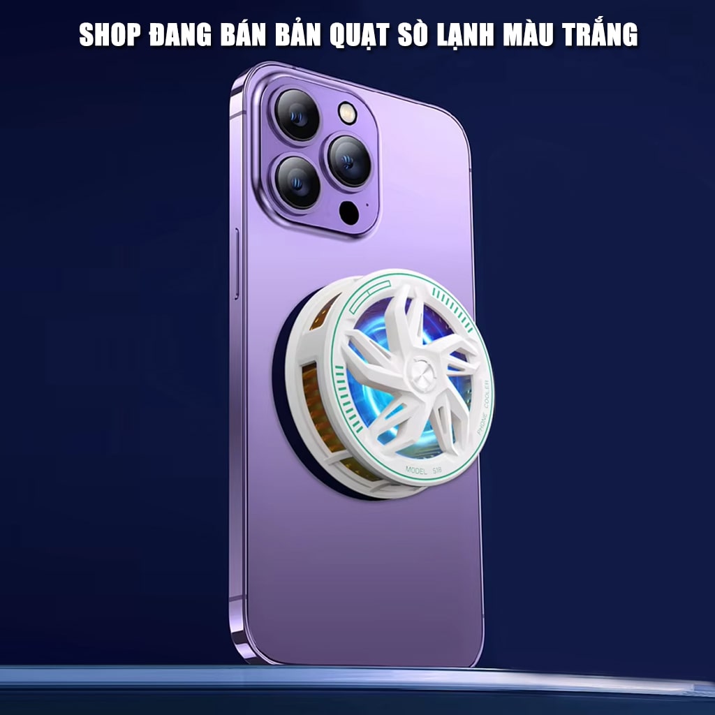 Quạt tản nhiệt điện thoại sò lạnh từ tính S18X Pro màu trắng Led Gaming hỗ trợ tăng FPS Game Mobile Liên Quân Pubg FF
