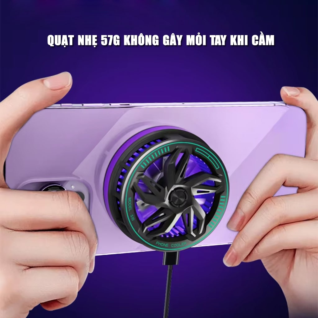 Quạt tản nhiệt điện thoại sò lạnh từ tính S18X Pro màu trắng Led Gaming hỗ trợ tăng FPS Game Mobile Liên Quân Pubg FF