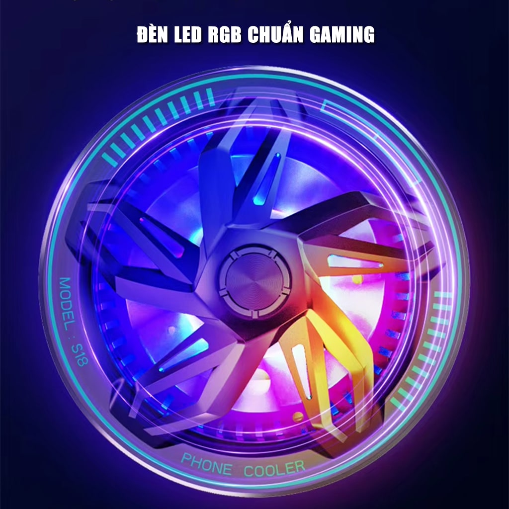 Quạt tản nhiệt điện thoại sò lạnh từ tính S18X Pro màu trắng Led Gaming hỗ trợ tăng FPS Game Mobile Liên Quân Pubg FF