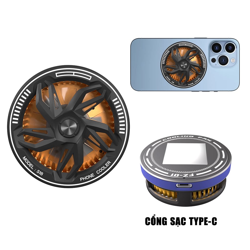 Quạt tản nhiệt điện thoại sò lạnh từ tính S18X Pro màu trắng Led Gaming hỗ trợ tăng FPS Game Mobile Liên Quân Pubg FF