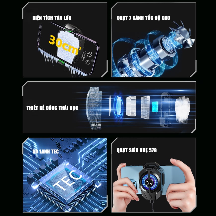 Quạt tản nhiệt điện thoại sò lạnh S21 màu trắng giá rẻ giảm nhiệt nhanh hỗ trợ tăng FPS Gaming Liên Quân PUBG FF