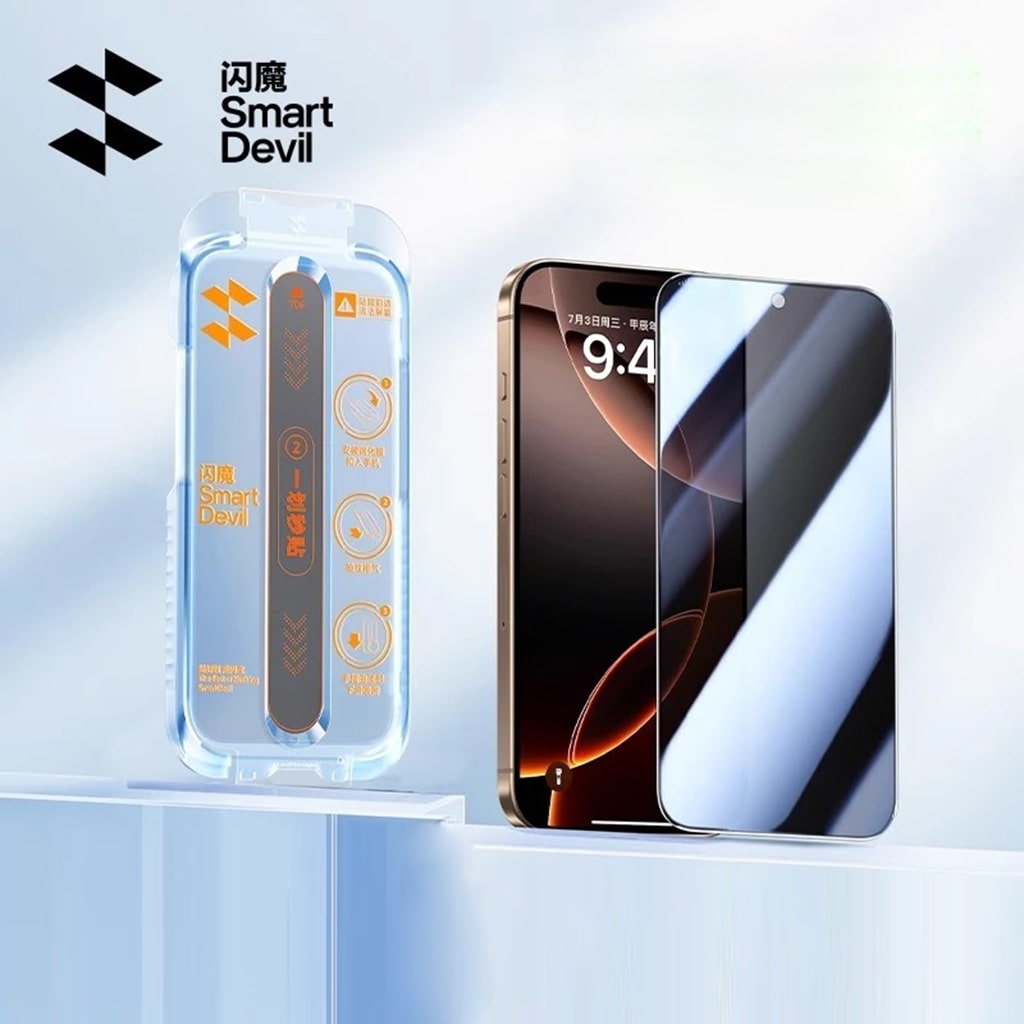 Kính cường lực chống nhìn trộm Iphone 15 Pro Max full màn hình khung tự dán chính hãng Smart Devil