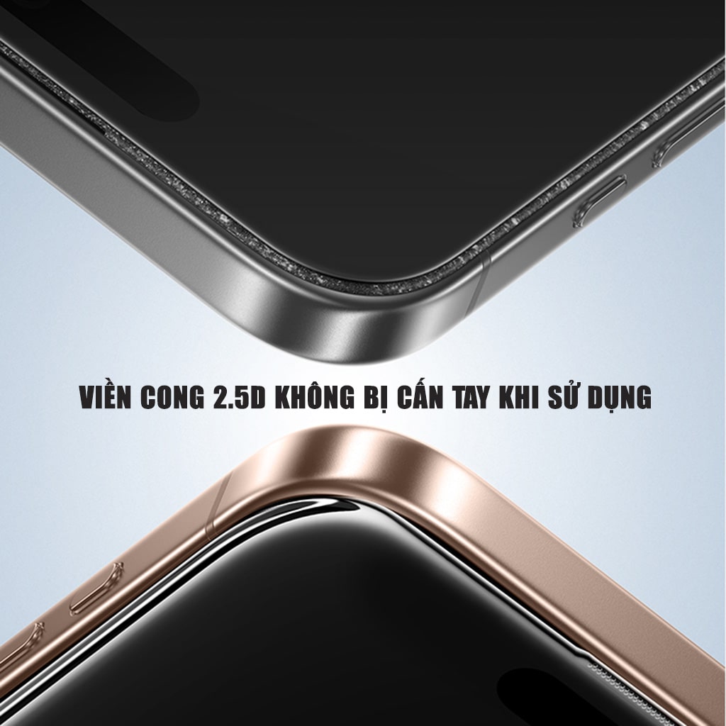 Kính cường lực chống nhìn trộm Iphone 15 Pro Max full màn hình khung tự dán chính hãng Smart Devil