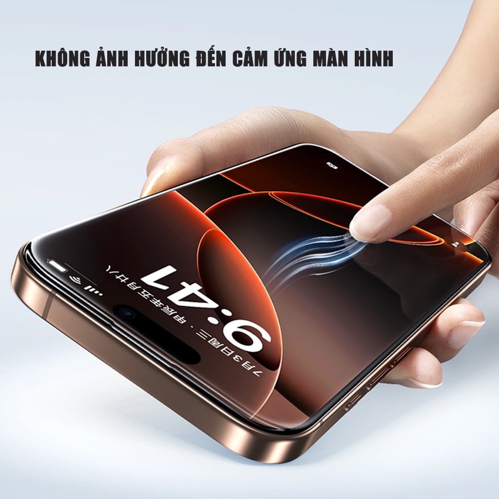 Kính cường lực chống nhìn trộm Iphone 15 Pro Max full màn hình khung tự dán chính hãng Smart Devil
