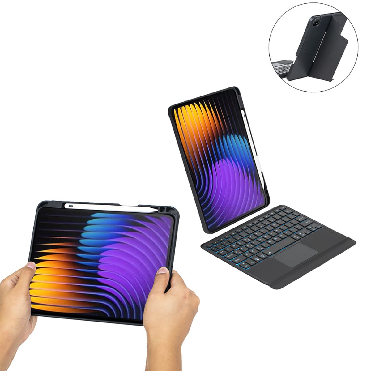 Ốp lưng Xiaomi Pad 7S Pro bao da cao cấp kèm bàn phím chuột cảm ứng 720 độ tách rời linh hoạt