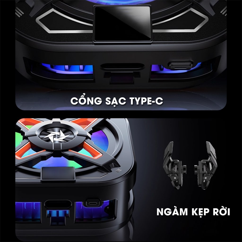Quạt tản nhiệt điện thoại sò lạnh từ tính có ngàm kẹp rời SL54 SE Led RGB Gaming hỗ trợ tăng FPS Game Mobile Liên Quân Pubg FF