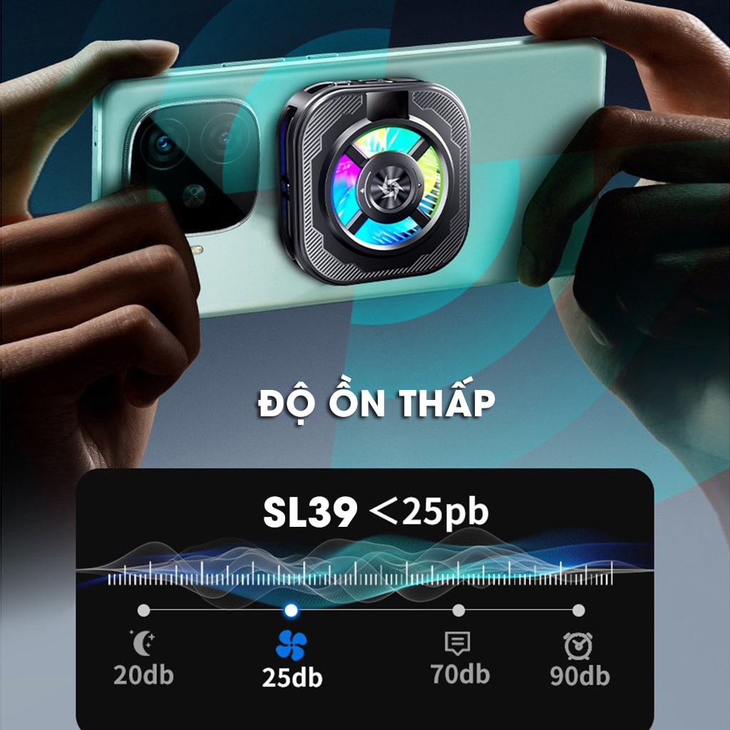 Quạt tản nhiệt điện thoại sò lạnh từ tính có ngàm kẹp rời SL39 SE Led RGB Gaming hỗ trợ tăng FPS Game Mobile Liên Quân Pubg FF