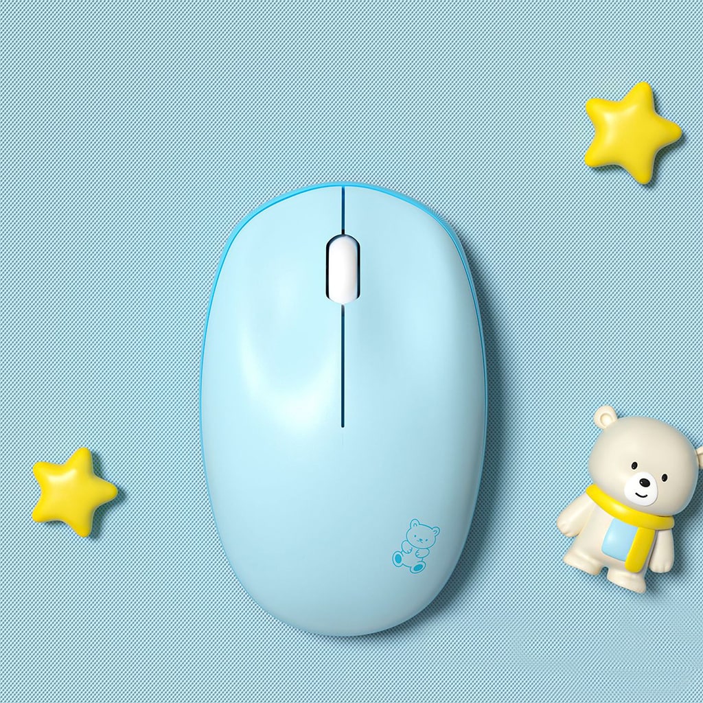 Chuột không dây Mofii M8AG Wireless 2.4G 1600DPI sử dụng cho máy tính, Laptop Chuột hồng dễ thương cute hình gấu