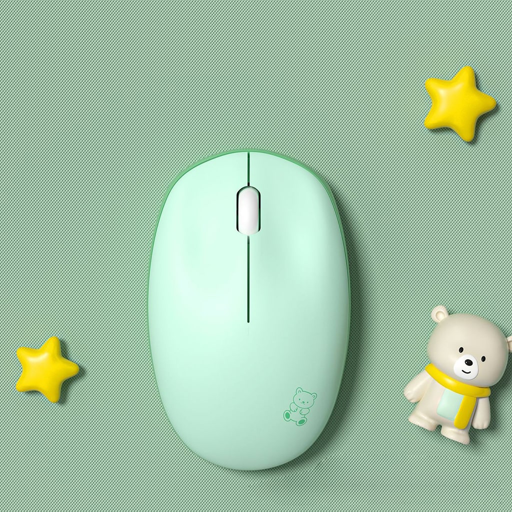 Chuột không dây Mofii M8AG Wireless 2.4G 1600DPI sử dụng cho máy tính, Laptop Chuột hồng dễ thương cute hình gấu