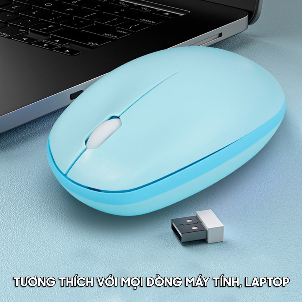Chuột không dây Mofii M8AG Wireless 2.4G 1600DPI sử dụng cho máy tính, Laptop Chuột hồng dễ thương cute hình gấu