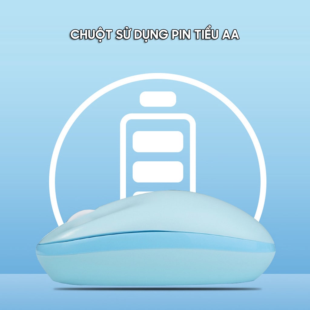 Chuột không dây Mofii M8AG Wireless 2.4G 1600DPI sử dụng cho máy tính, Laptop Chuột hồng dễ thương cute hình gấu