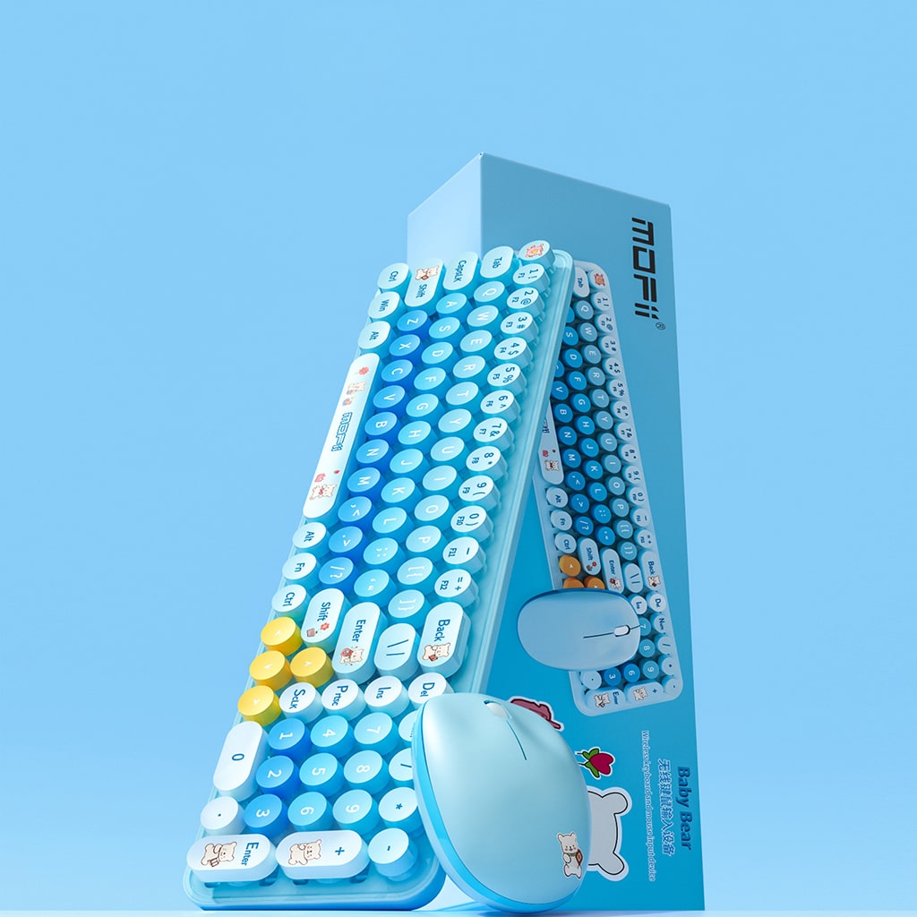 Bộ bàn phím chuột không dây Baby Bear - chuột máy tính không dây bàn phím MOFII hồng dễ thương Wireless