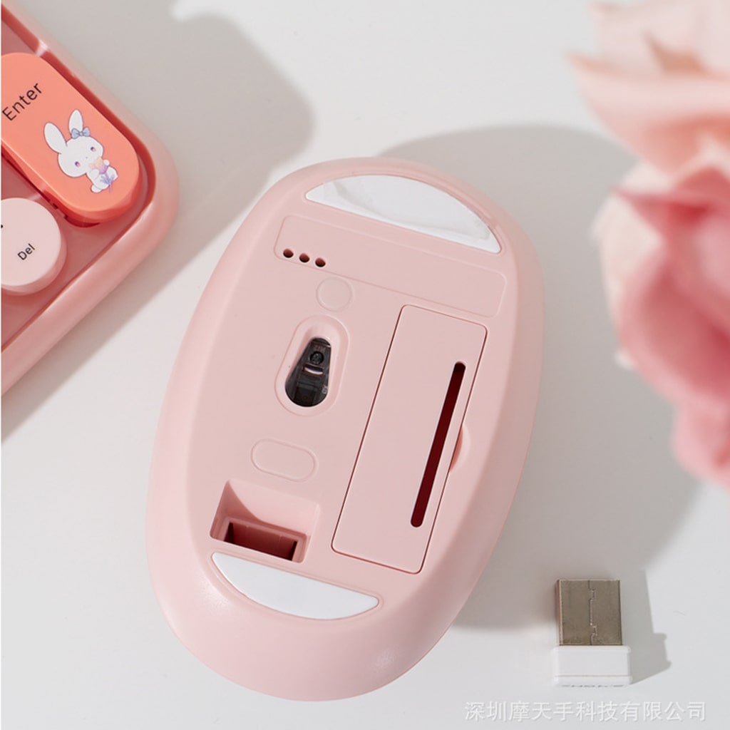 Bộ bàn phím chuột không dây Bunny Cute - chuột máy tính không dây bàn phím MOFII hồng dễ thương Wireless
