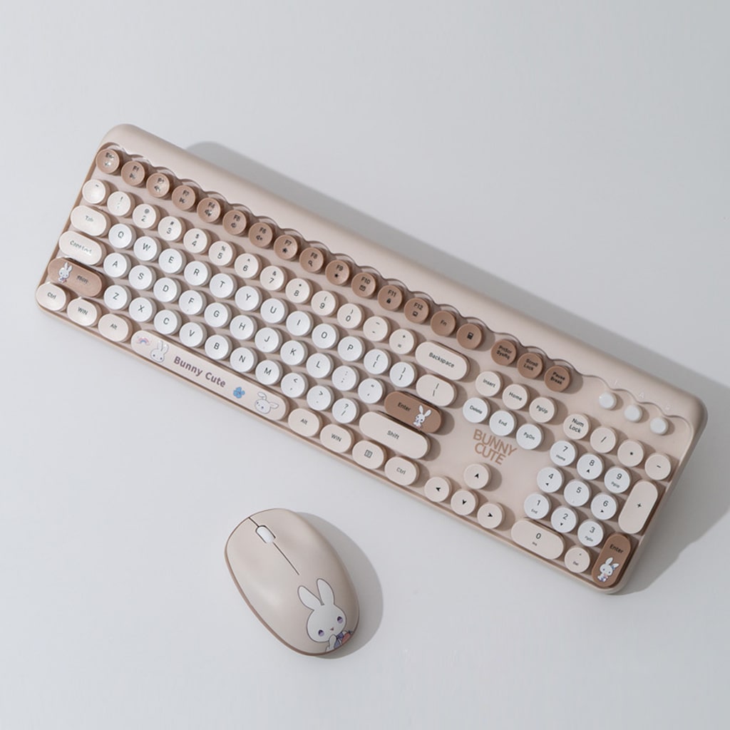 Bộ bàn phím chuột không dây Bunny Cute - chuột máy tính không dây bàn phím MOFII hồng dễ thương Wireless