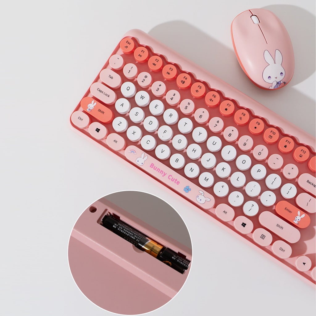 Bộ bàn phím chuột không dây Bunny Cute - chuột máy tính không dây bàn phím MOFII hồng dễ thương Wireless