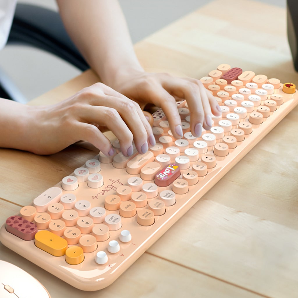 Bộ bàn phím chuột không dây cute Lovely - chuột máy tính không dây bàn phím MOFII hồng dễ thương Wireless