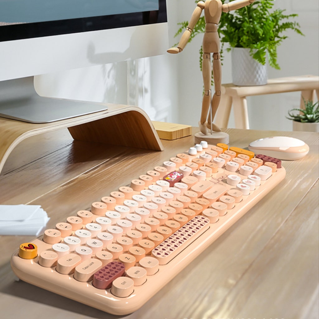 Bộ bàn phím chuột không dây cute Lovely - chuột máy tính không dây bàn phím MOFII hồng dễ thương Wireless