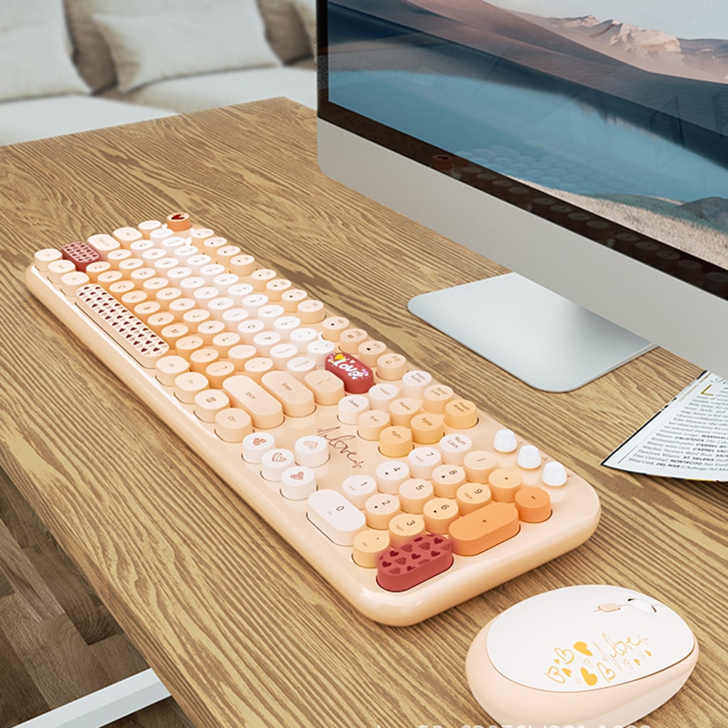 Bộ bàn phím chuột không dây cute Lovely - chuột máy tính không dây bàn phím MOFII hồng dễ thương Wireless