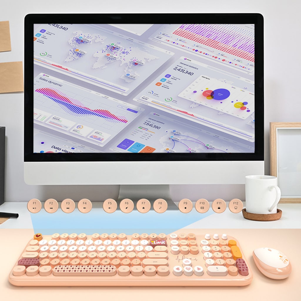 Bộ bàn phím chuột không dây cute Lovely - chuột máy tính không dây bàn phím MOFII hồng dễ thương Wireless