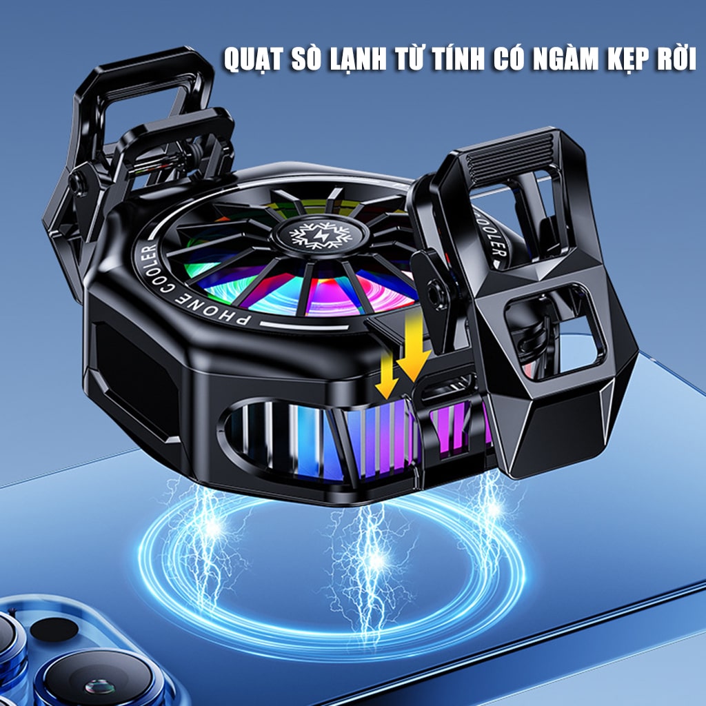Quạt tản nhiệt điện thoại sò lạnh từ tính có ngàm kẹp rời X156 Pro Max 24W Led RGB Gaming hỗ trợ tăng FPS Game Mobile Liên Quân Pubg FF