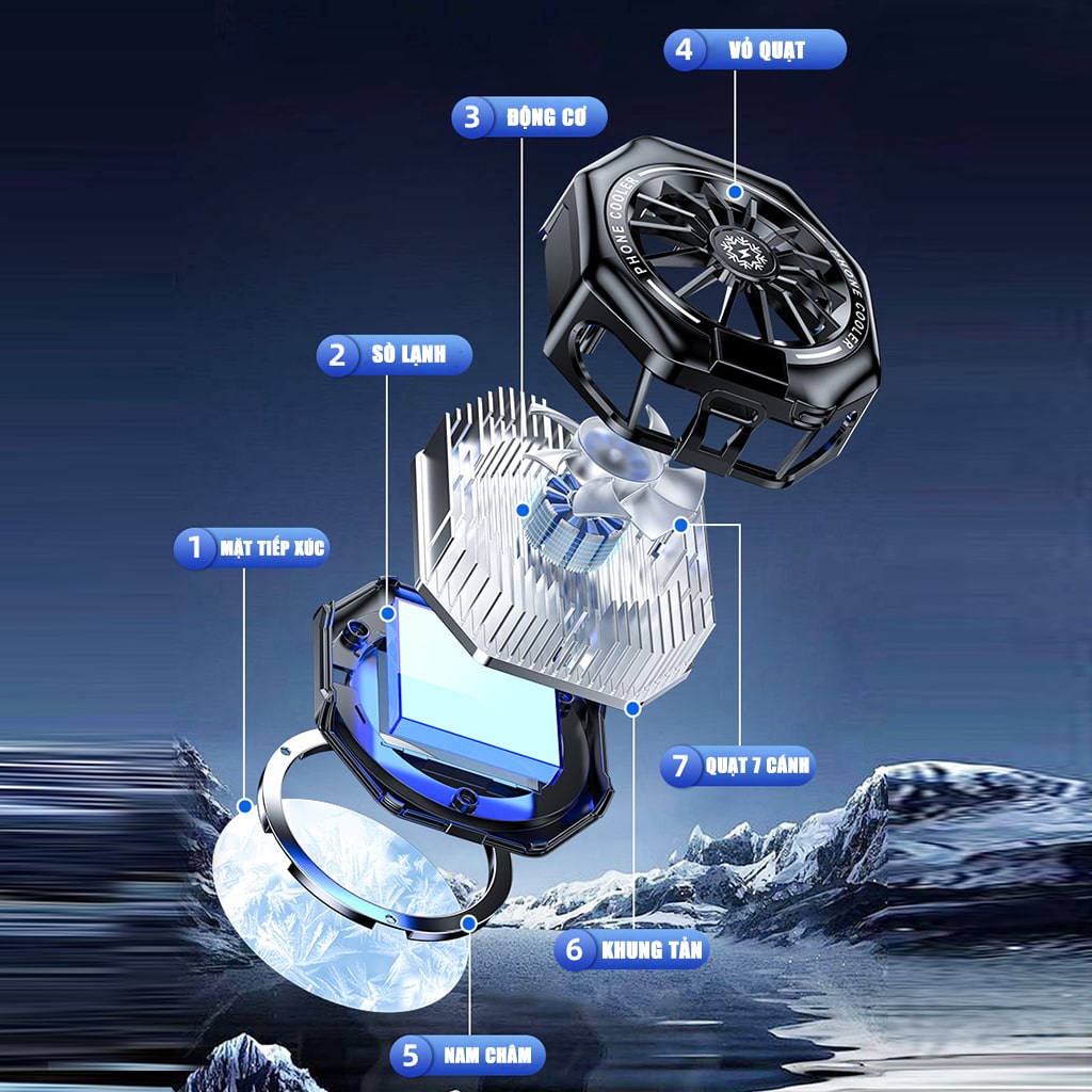 Quạt tản nhiệt điện thoại sò lạnh từ tính có ngàm kẹp rời X156 Pro Max 24W Led RGB Gaming hỗ trợ tăng FPS Game Mobile Liên Quân Pubg FF