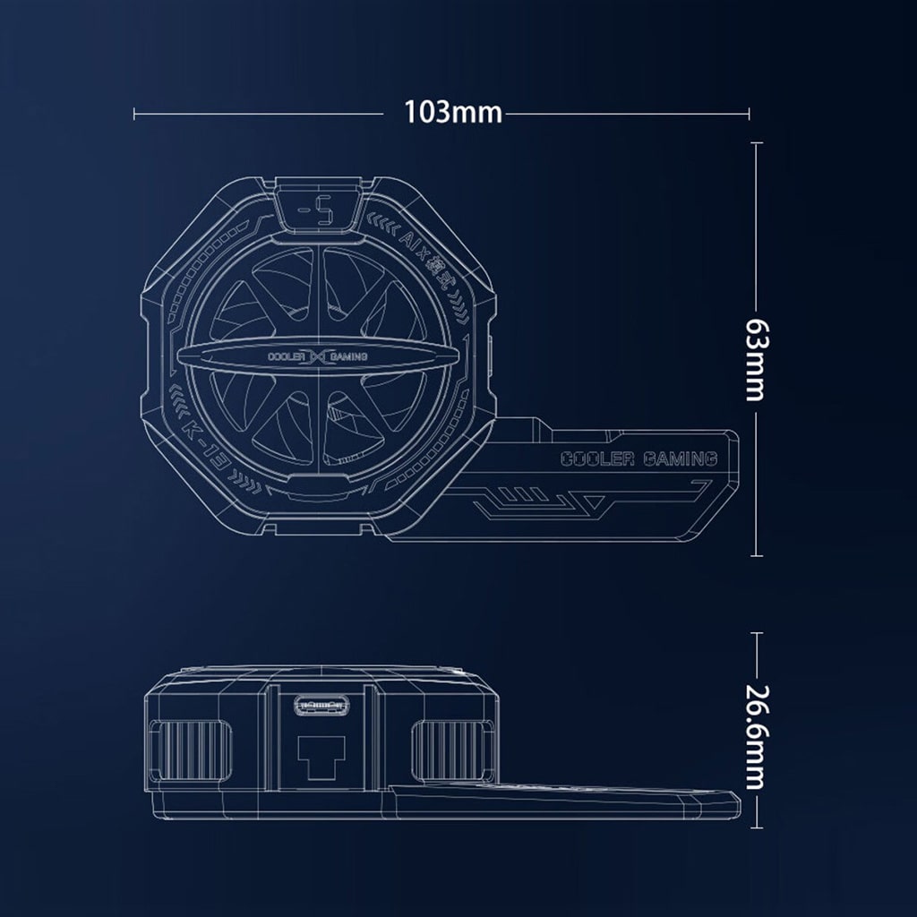 Quạt tản nhiệt điện thoại sò lạnh từ tính K13 Max chỉnh nhiệt AI Led RGB hiển thị nhiệt độ công suất 15W có ngàm kẹp rời