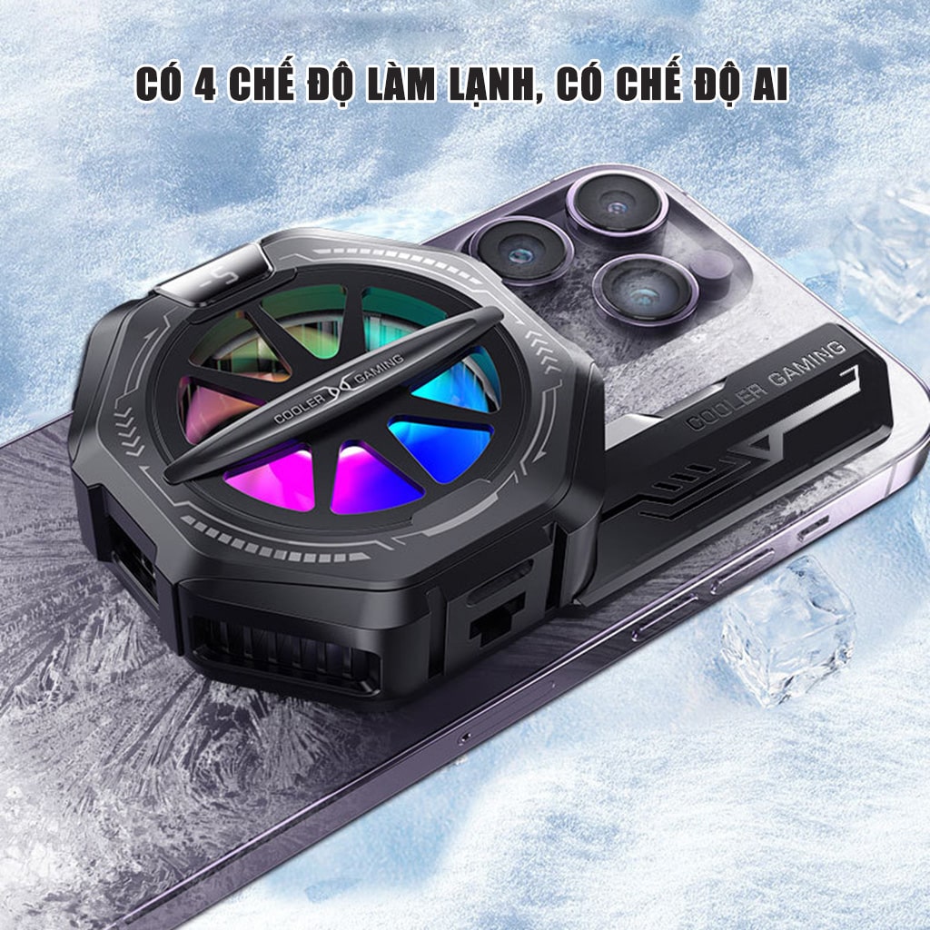 Quạt tản nhiệt điện thoại sò lạnh từ tính K13 Max chỉnh nhiệt AI Led RGB hiển thị nhiệt độ công suất 15W có ngàm kẹp rời